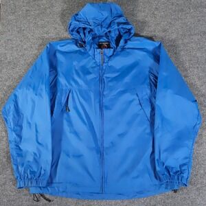 SCOTTeVest Full-Zip Hooded Rain Jacket Blue Men's Size XL Travel TEC Pack